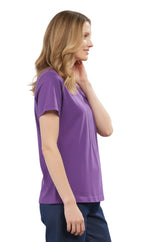Women's Short Sleeve Pintuck Scoop Neck T-Shirt — 100% Cotton Knit