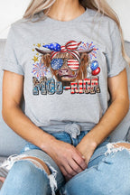 Moo-Rica Cow Fireworks Flag Patriotic Graphic Tee T-Shirt