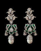 DER811 Lotus Cz earrings -Green  ( READY TO SHIP )
