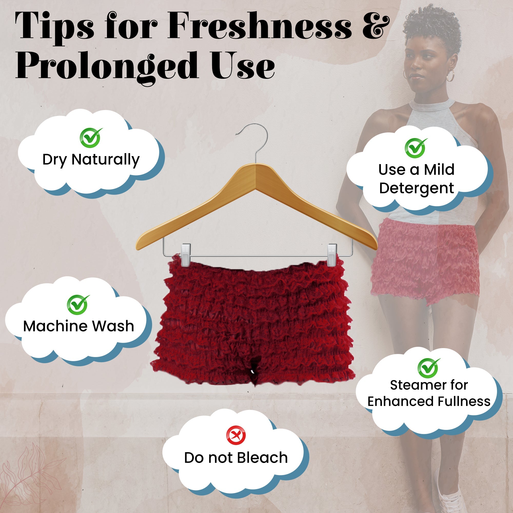 301 Women's Sexy High Waist Ruffled Petti pants-Ruby Red