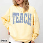 Teach Blue Polka Dots Sweatshirt | Comfort Colors Educator Sweater