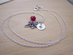 Dental Hygienist Necklace – Sterling Silver with Birthstone & Initial Charm