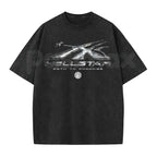 Hellstar Washed T-Shirt – Retro Oversized Heavyweight Cotton Graphic Tee, Vintage Mineral Faded Hip-Hop Streetwear Unisex Top
