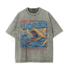 Christian Streetwear Jonah and the Whale T-Shirt – Get In Loser We're Doing God's Will Graphic Tee, Vintage Washed Faith Lightweight Cotton Top