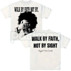Walk By Faith Not By Sight T-Shirt – Christian Inspirational Cross Graphic Tee, Religious Faith-Based Unisex Cotton Shirt