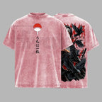 Uchiha Clan Slayer Vintage Washed T-Shirt – Dark Ninja Illusion Oversized Graphic Tee