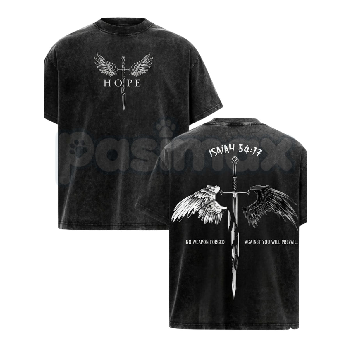 Men's Isaiah 54:17 Bible Verse T-Shirt – Christian Armor of God Sword & Shield Tee, Vintage Washed Cotton Hebrews 13:6 Church Gym Wear