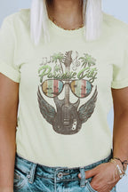 Retro Paradise City Guitar With Wings Graphic Tee T-Shirt