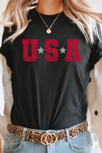 USA Star Patriotic July Fourth Picnic Graphic Tee T-Shirt