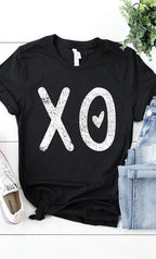Distressed XOXO Heart Graphic Tee T-Shirt
