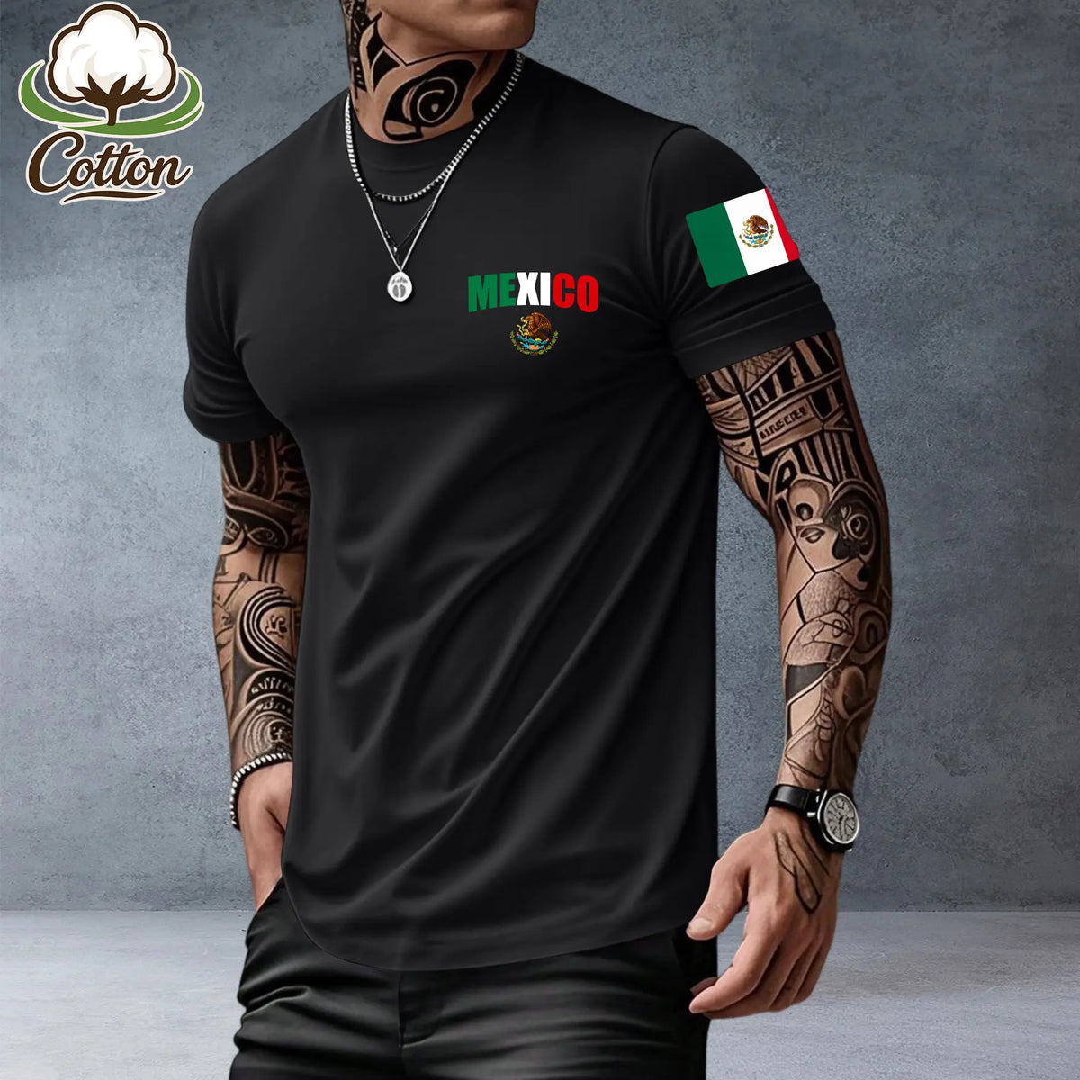 Mexican-Themed Print T-Shirt for Men – Retro Mexico Pride Graphic Tee, Bold Latino Heritage Unisex Streetwear Shirt