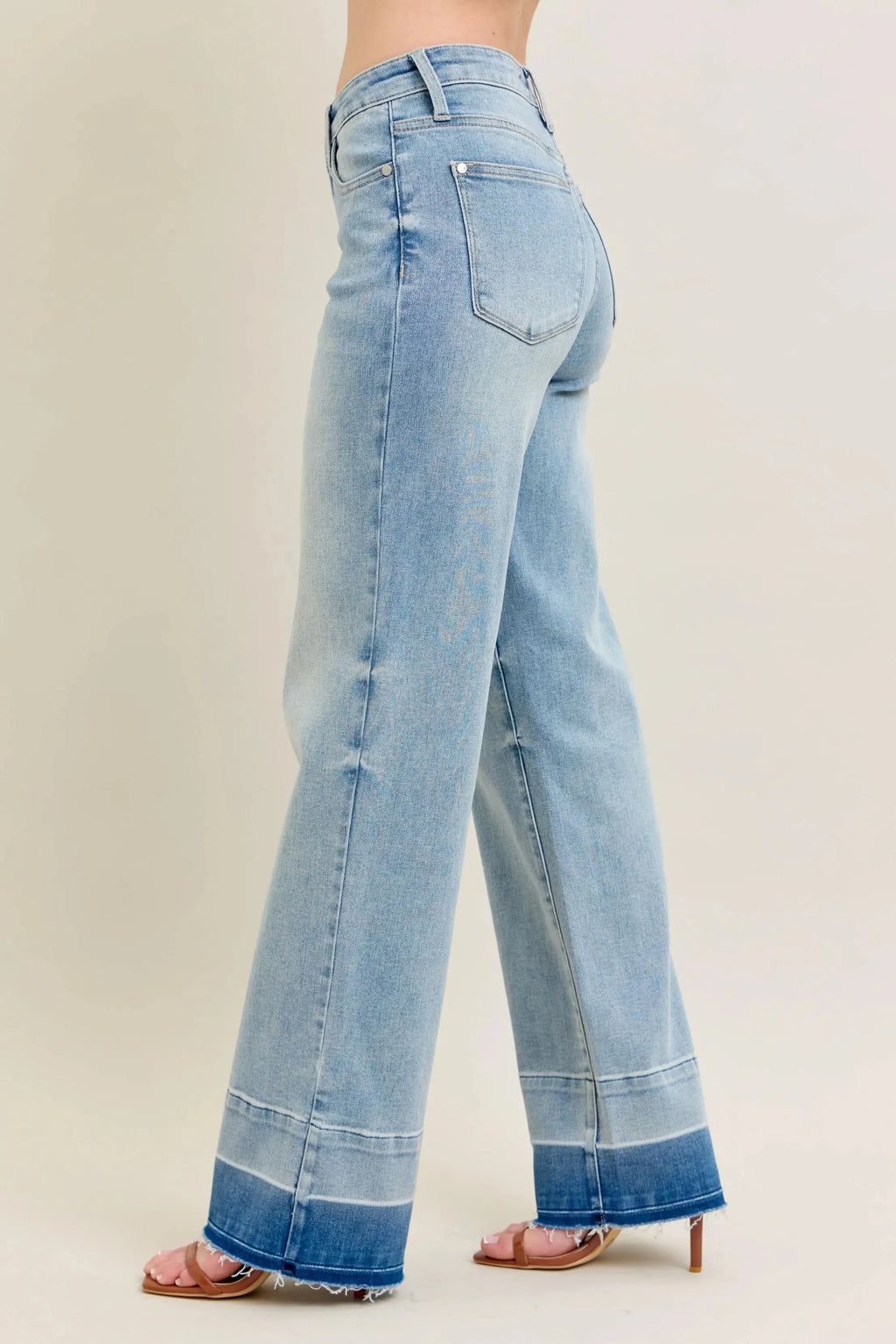 Women's Jeans Jeans - Plus Size Wide Leg - Released Hem Denim