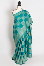 Rama : Green Semi Crepe Georgette Banarasi Saree with Designer Gold Zari Work