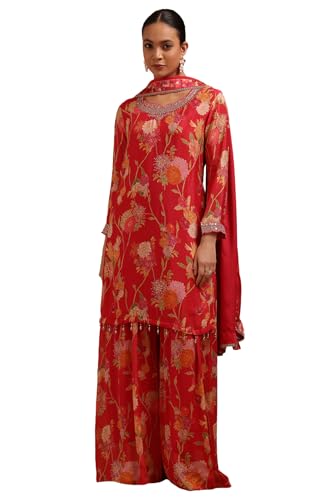 Soch Women Chinon Floral Print Suit Set with Thread Work
