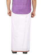 Prakasam Cotton White With Maroon Border Single Dhoti For Men