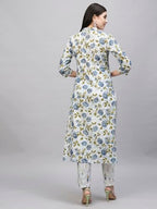 ANNI DESIGNER Womens Cotton Blend Straight Printed Kurta with Pant (Dafiya Green_M_Green_Medium)