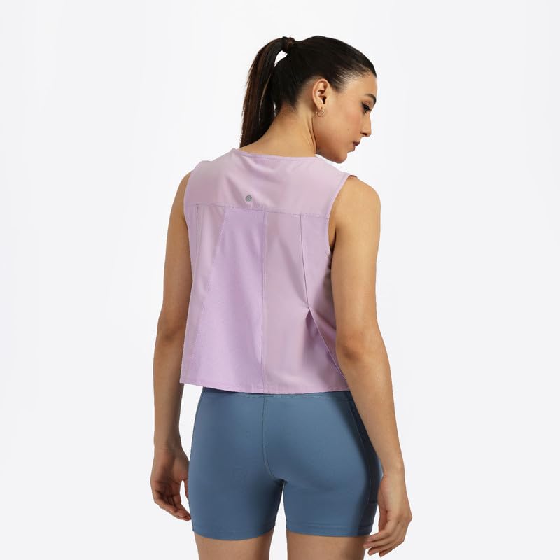 Do It All Tank | Back Mesh Panel for Ventilation | Relaxed fit | High Neck | Side Slits | Anti Odor + Sweat Wicking