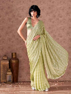 Womanista WomenS Women Satin Saree Ll Women Embellished Saree Ll Women Mirror Work Saree Ll Un-Stitched Blouse Saree