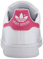 adidas Originals Boy's Stan Smith Sneaker, White/White/Pink, 6 Little Kid