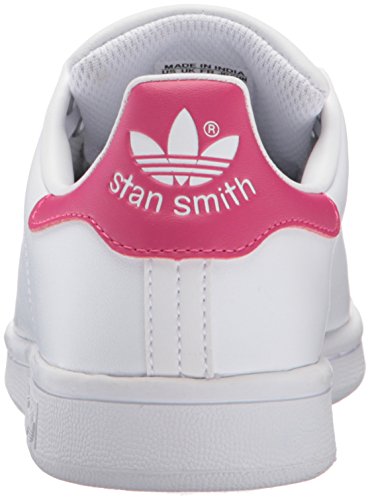 adidas Originals Boy's Stan Smith Sneaker, White/White/Pink, 6 Little Kid