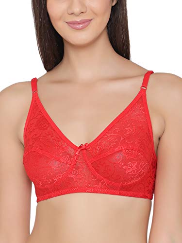 Clovia WomenS Cotton Non-Padded Wire Free Everyday Bra (Br0181Q04-36C_Red_36 C_Red_36C)