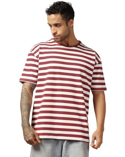 Leriya Fashion Mens T-Shirt | T Shirt For Men| Oversized T Shirt For Men| Loose Fit T Shirt For Men (Medium, Red)