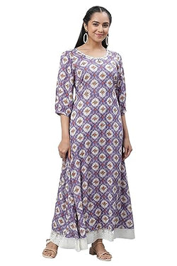 Aurelia Womens Dusk Floral Printed Viscose Dress_23AUA14496-507262_XL Purple