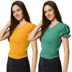 Pinkmint Women Casual Stylish Tops Combo for Women l Western Crop Top Combo Set l Summer Trendy T-Shirt (Pack of 2)