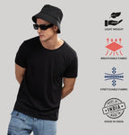 ADRO Men's Solid Regular Fit T-Shirt (RCM3-PLN-BL-WH-GR_Black,White,Grey