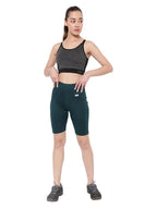 Clovia Womens High Rise Active Cycling Shorts with Side Pocket (AB0221R36_Turquoise_XXL)