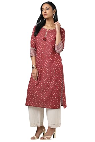 Soch Women'S Cotton Bandhani Regular Kurta (Cws5Ku61187_Maroon