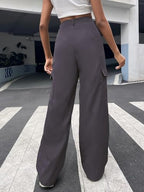 Greciilooks Women Cargo Pant | Women Trousers | WomenS High-Waisted Pant Grey