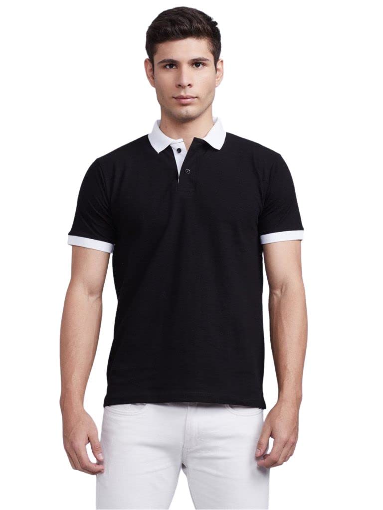 Greciilooks T-Shirts For Men| Solid Plain T-Shirts| Polo-Collar Neck T Shirt| Half Sleeves Casual T-Shirt For Men| Regular Wear 