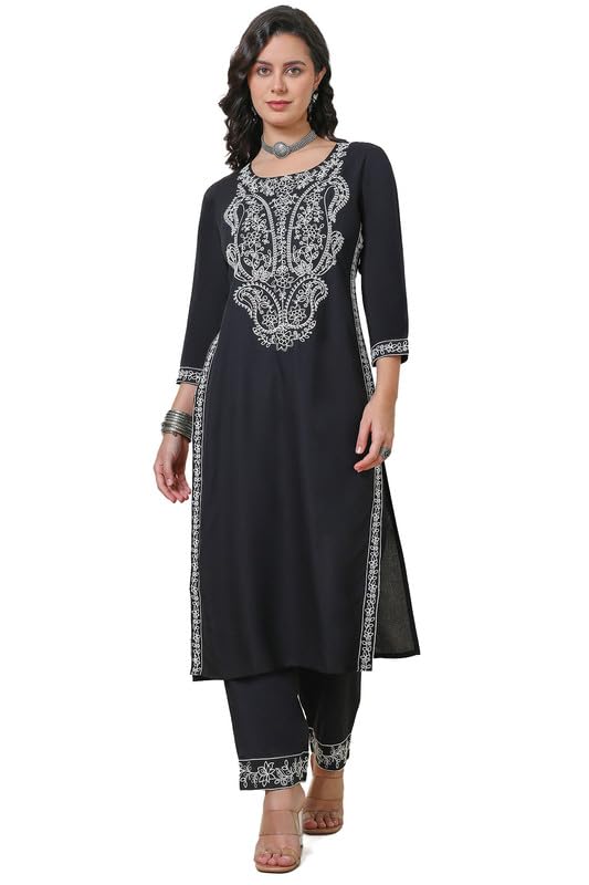Soch Women Rayon Dori Embroidered Straight Kurta Set