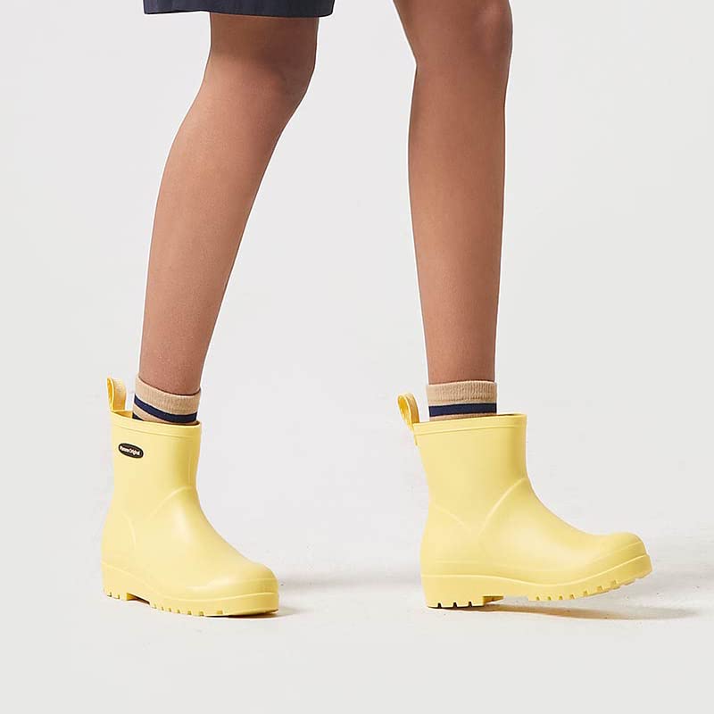 planone Short rain Boots for Women Waterproof size 7 Cream Yellow Garden Shoes Anti-Slipping Rainboots for Ladies Comfortable In