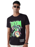 Bewakoof Official Marvel Merchandise Doom Mens Graphic Print Regular Fit Half Sleeve Round Neck Cotton T-Shirt_648707_Black_L