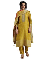 Libas Womens Woven Design Silk Blend Straight Kurta With Palazzos And Dupatta