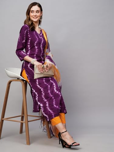 ANNI DESIGNER Womens Cotton Blend Printed Straight Kurta with Pant & Dupatta Pack of 2 (Combo-Nihira Cream-Mukhi Pink_XL_Multi_