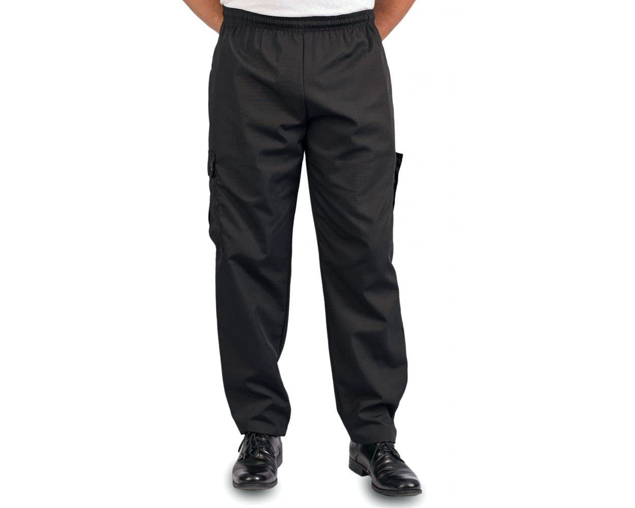 KNG Black Chef Pants for Men and Women - Baggy Black Cargo Pants with Drawstring and Elastic Waist - Food Service Chef Uniform f