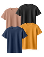 Veirdo Men's 100% Cotton Regular Fit Round Neck Solid Short Sleeve T-Shirt Combo