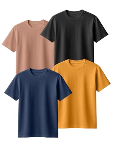 Veirdo Men's 100% Cotton Regular Fit Round Neck Solid Short Sleeve T-Shirt Combo