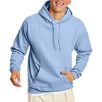 Hanes Mens Pullover EcoSmart Hooded Sweatshirt, Light Blue, Medium