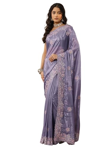 Libas Embroidered Crepe Saree For Women (92010P)