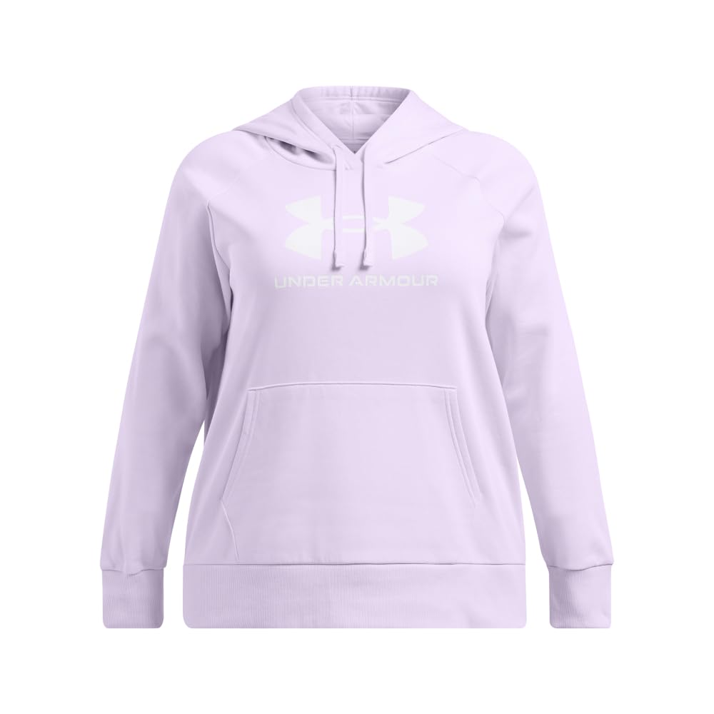 Under Armour Womens Rival Fleece Big Logo Hoodie, (535) Salt Purple / / White, X-Large