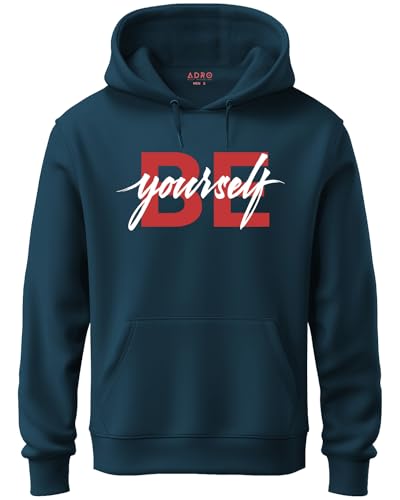 ADRO Men's Cotton Neck Hooded Sweatshirt (H21-M-BYO-SB_Teal_XL)