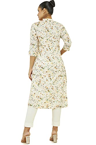 Soch Women Off-White Linen Printed Kurta
