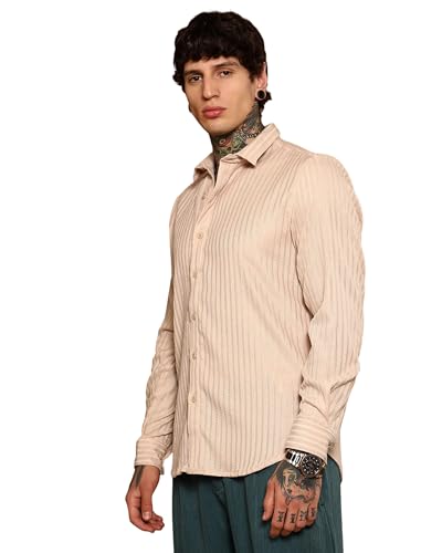 I Enterprise Mens Spread Collar Long Sleeve Multicolor Solid Regular Shirt Slim Fit Office Wear ShirtS For Men | Textured Long