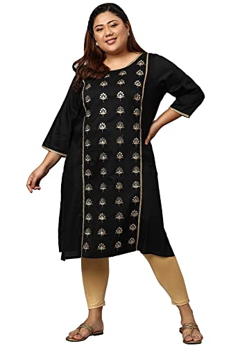 Aurelia WomenS Viscose Regular Kurta (22Aua13481P-703712_Black