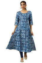 Aurelia WomenS Floral Printed Flared Kurta | Round Neck Kurta For Women | Printed Kurta For Women | Beautiful Regular Fit Kurta 