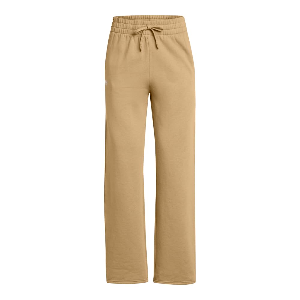 Under Armour Women's Rival Fleece Straight Leg Pants, (263) Camel / / White, X-Large